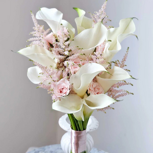 Bridal Bouquet Pink Lake Reflection