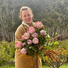 Load image into Gallery viewer, Extra large King Protea bouquet with 15 stems, Floral Atelier Australia, luxury florist Adelaide
