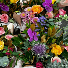 Load image into Gallery viewer, bouquets of flowers roses and orchid and magnolia  - very bright and colourful
