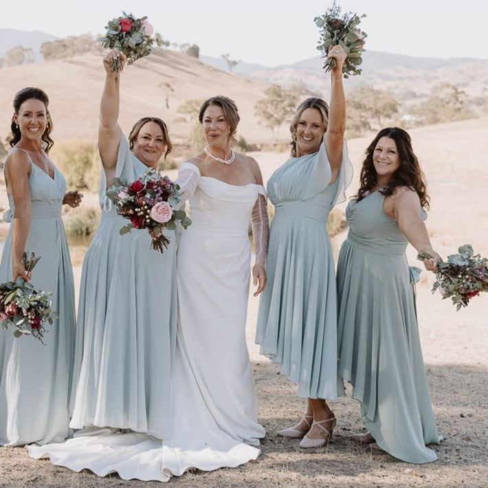 Crimson Bloom bridal bouquet with red, blush, and soft pink flowers in a natural romantic shape – Floral Atelier Australia, Adelaide wedding florist.
