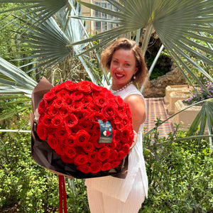 Amazing 100 Ferrari Red roses as a bouquet, picture taken at Botanic Garden in Adelaide