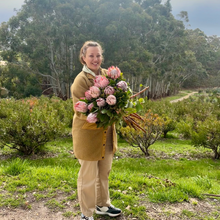 Load image into Gallery viewer, Extra large King Protea bouquet with 15 stems, Floral Atelier Australia, luxury florist Adelaide
