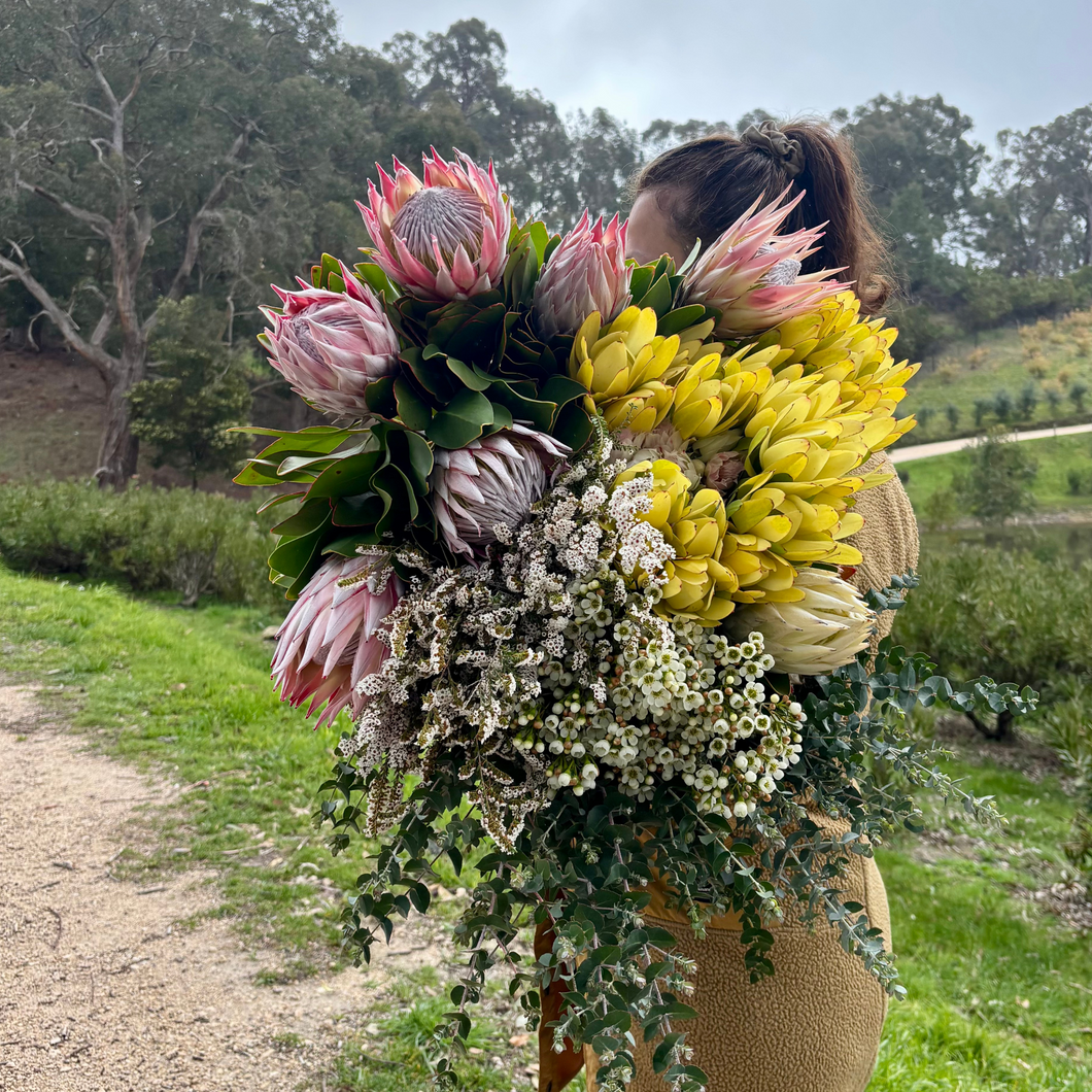 Deluxe bunch with King Proteas and Australian native flowers, approx 47 stems, Floral Atelier Australia, Adelaide florist