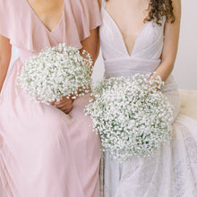 Load image into Gallery viewer, Bride with baby’s breath bouquet standing next to bridesmaid – Floral Atelier Australia, Adelaide wedding florist
