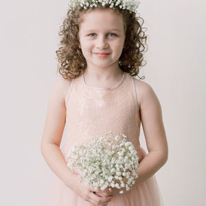 Young flower girl holding a baby’s breath bouquet – Floral Atelier Australia, Adelaide wedding florist