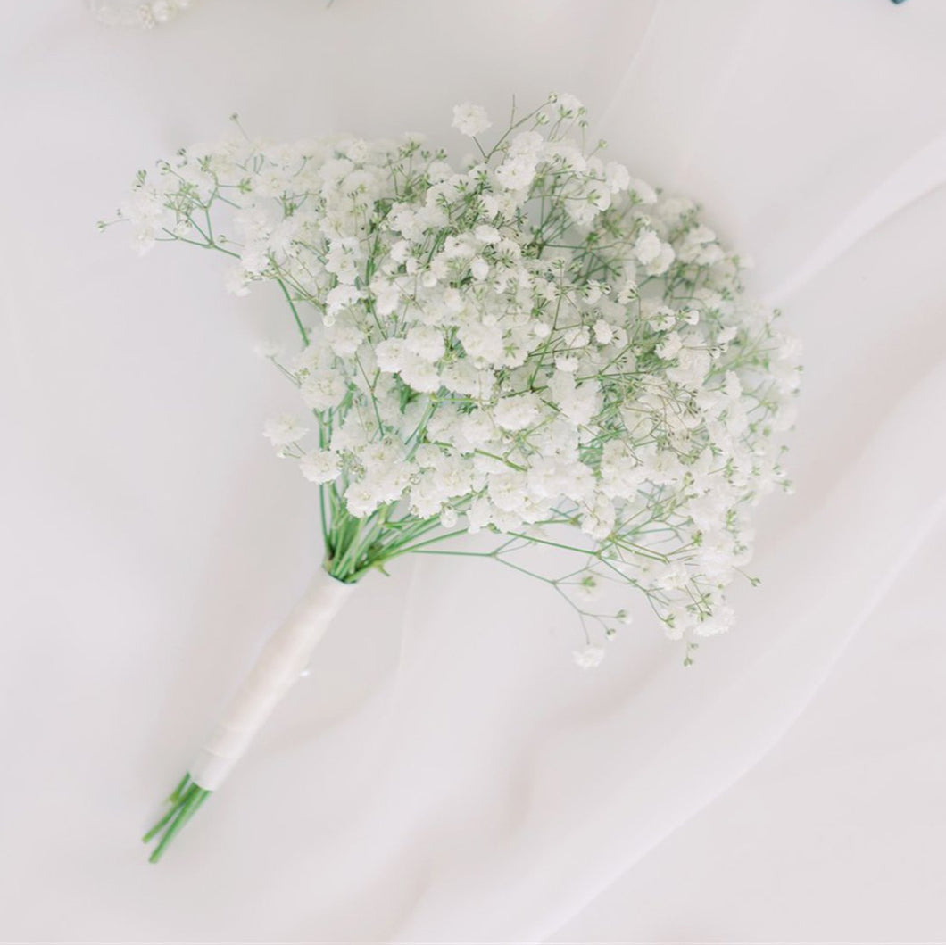 Flower girl posy made of baby’s breath – light and simple wedding flowers by Floral Atelier Australia, Adelaide.