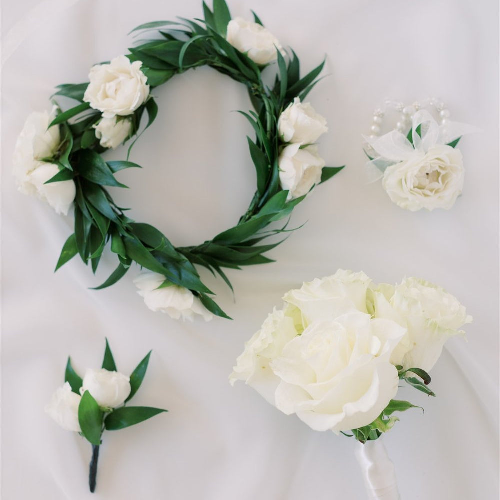 Fresh white rose boutonnière – classic wedding flowers by Floral Atelier Australia, Adelaide